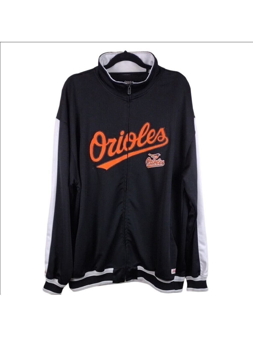 Stitches Athletic Gear Orioles Black White Mock Collar Long Sleeve Zip Up Jacket